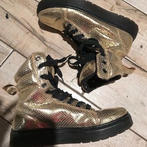 Dr. Martens Gold Snake Print Sneaker Boots